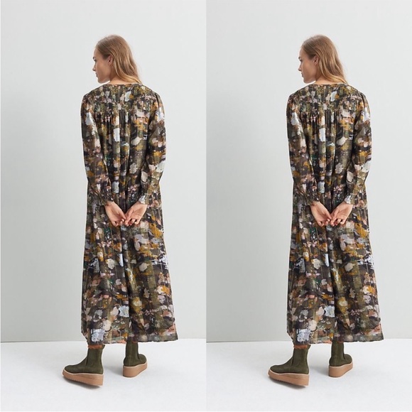 Anthropologie brown/gold midi dress M - Picture 8 of 8